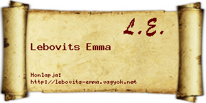 Lebovits Emma névjegykártya